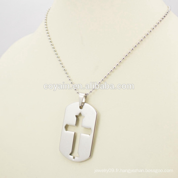 Engraved Cross Dog Tags Collier pendentif mode